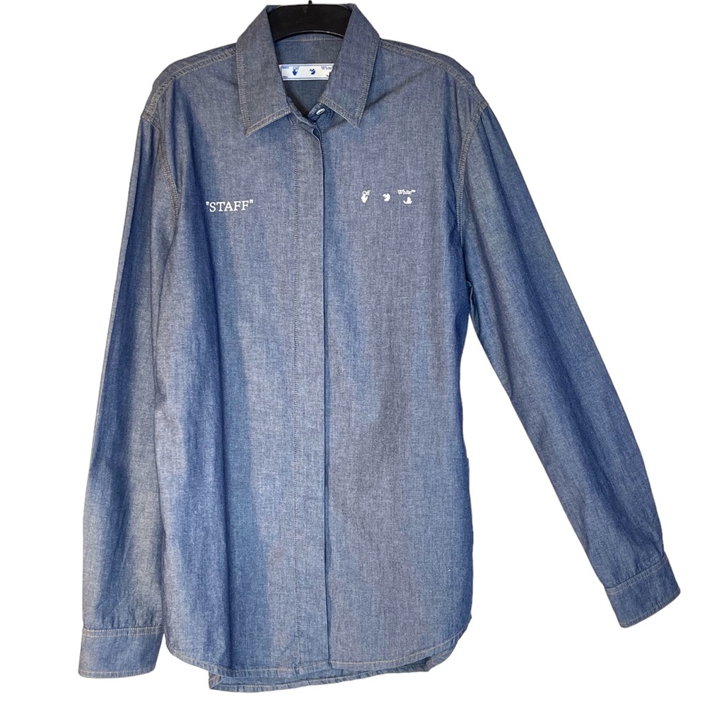 Off-White STAFF Blue Chambray Button-Up Shirt